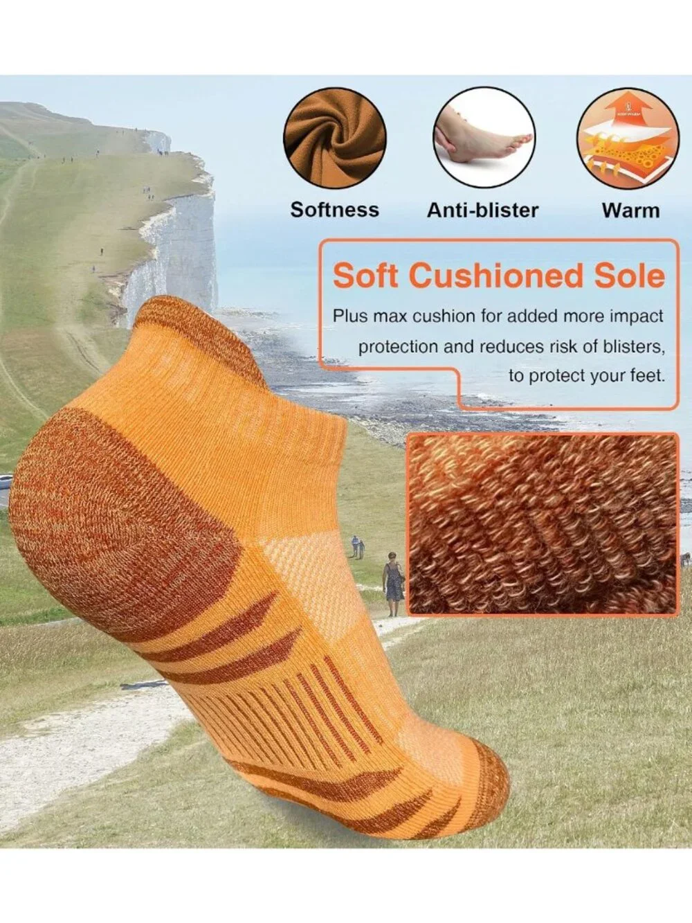 Cushioned Athletic Running Socks for Women, 5 Pairs, Ankle Length, Anti-Blister